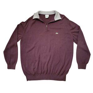 Lacoste Quarter Zip Pullover Rugby Polo Sweater 7 Cotton 2XL Fall Winter